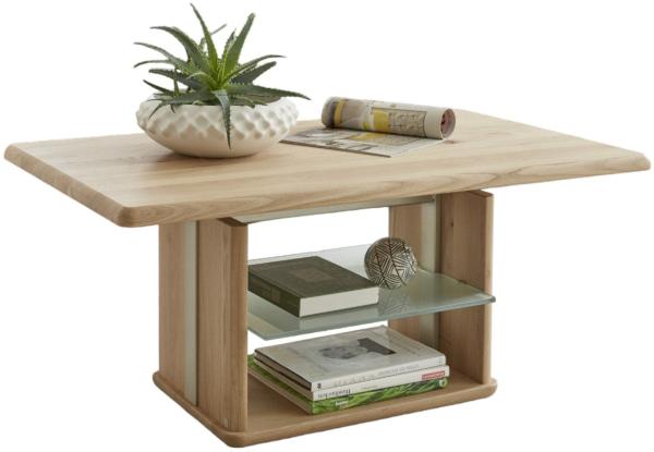 Funktionstisch Chantal höhenverstellbar 110x65x50 Couchtisch Massivholz Wildeiche Bianco 16208