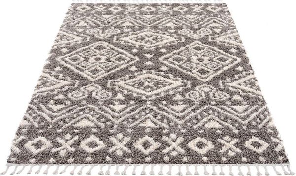 Carpet City Hochflor-Teppich Pulpy 541, rechteckig, Höhe: 30 mm, besonders weich, mit Fransen, Ethno Look