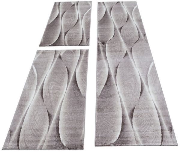 Carpettex Kurzflor-Bettumrandung Ombre Design, Höhe 12 mm, (Bett-Set, 3-tlg, Bettvorlage), Schlafzimmer Teppich Bettumrandung Läufer Set 3 teilig