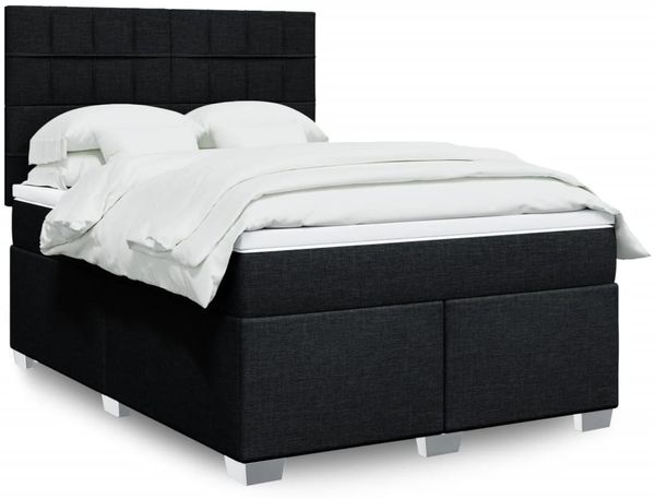 vidaXL Boxspringbett mit Matratze Schwarz 140x200 cm Stoff 3290513