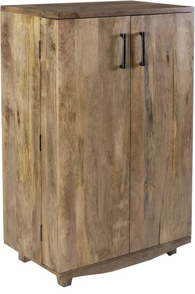 Barschrank OSKAR - Mangoholz Braun 122x46x74cm | Weinschrank Kaffeetresenschrank