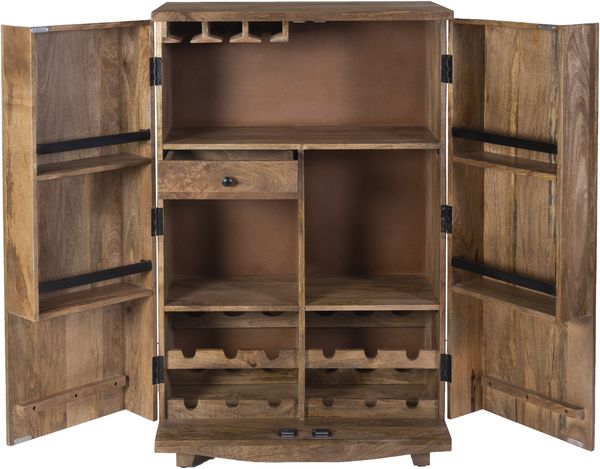 Barschrank OSKAR - Mangoholz Braun 122x46x74cm | Weinschrank Kaffeetresenschrank Bild 3