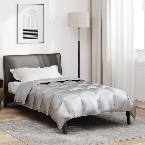 vidaXL Winterbettdecke Silber 135 x 200 cm Satin und Mikrofaser 42025860