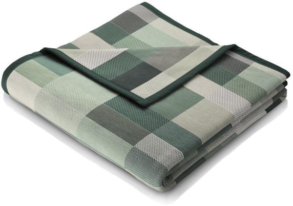 Wohndecke Color Squares green, grün karierte Kuscheldecke in 150x200, Biederlack, Decke aus Baumwoll-Mix, Made in Germany