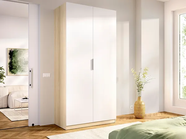 Vente-unique - KALONY Wardrobe and walk-in wardrobe Holz, Platte BeigeWeiß - B 51,4 cm x H 203,5 cm x L 91 cm