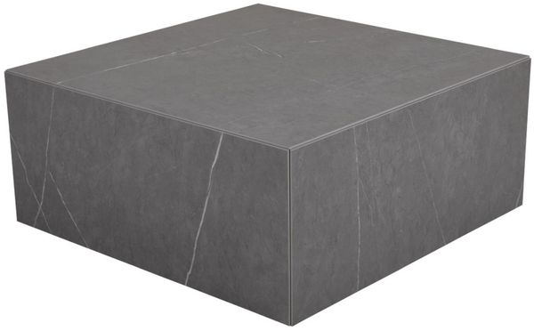 Gartencouchtisch Zten aus Aluminium mit Steinplatte, modern, dunkelgrau, 80x80 cm