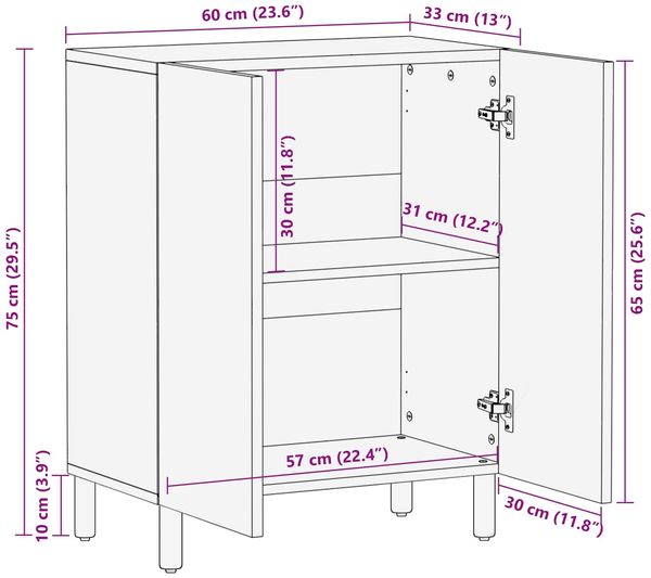vidaXL Sideboard Weiße gewaschene Oberfläche 60 x 33 x 75 cm 4017866 Bild 11