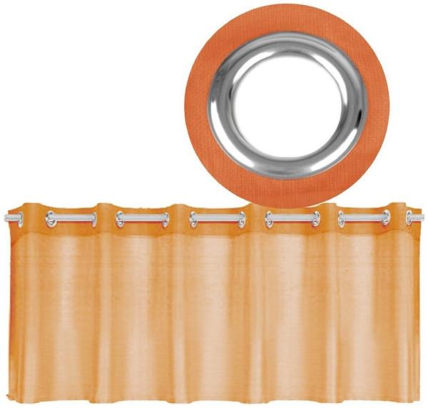 Ösen-Bistrogardine in B160cm x L45cm, transparente uni Scheibengardine Voile in vielen verschiedenen Farben erhältlich (hellorange - möhre)
