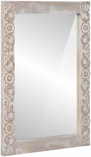 vidaXL Wandspiegel Rechtwinklig Weiß 70 x 50 cm Massivholz Mango 4018399