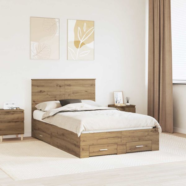 vidaXL Bettrahmen Artisan-Eiche 120 x 190 cm Holzwerkstoff 3409675