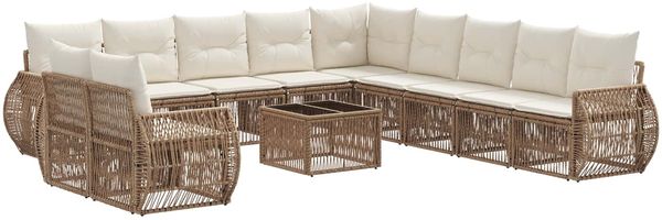 vidaXL Gartensofa-set 12 pcs Beige und Cremeweiß Poly-Rattan 3435474