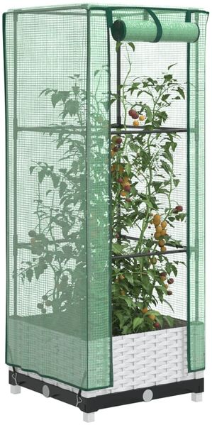 vidaXL Hochbeet mit Gewächshaus-Aufsatz Rattan-Optik 40x40x123 cm 4015837