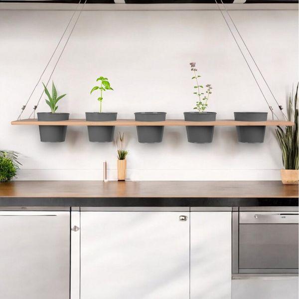 UNUS HOME Blumenkasten Kräuterbar, Pflanzenbar (natur), Nachhaltig, stabile Drahtseilaufhängung, vielseitig einsetzbar