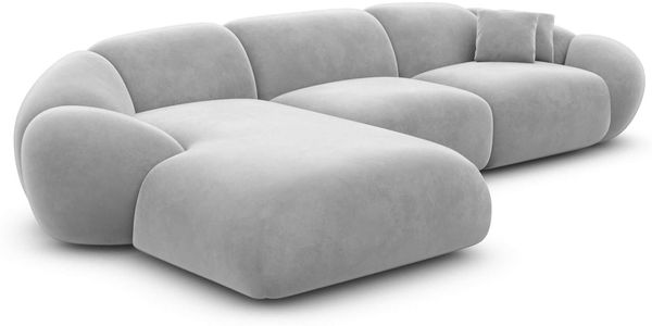 Samtstoff Ecksofa Solverde L Form - Samtstoff - hellgrau - Links
