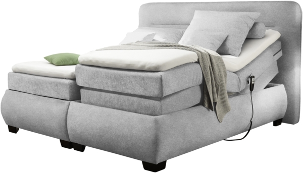 Boxspringbett >EVOLUTION< Liegefläche 160x200cm, Motorverstellung silver - 190x122x220 (BxHxT)