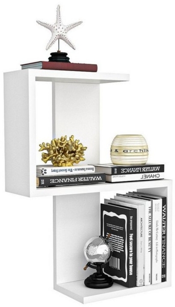 Modern Wall Shelf, White, 29.8 x 60 x 16.4 cm | 100% Melamine Coated Particle Board, 18 mm Thick | Multipurpose Hanging Rack for Home & Office