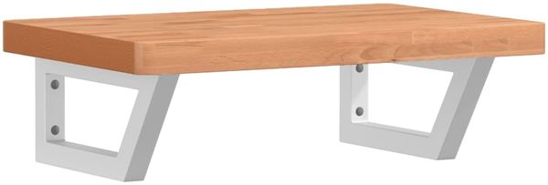 Waschbeckenregal, Badregal Wandmontage Stahl und Massivholz Buche de7366