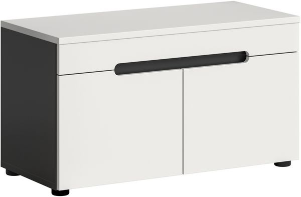 Sitzbank >Canu< in Basalt Grau / Weiß - 80x45x37cm (BxHxT)