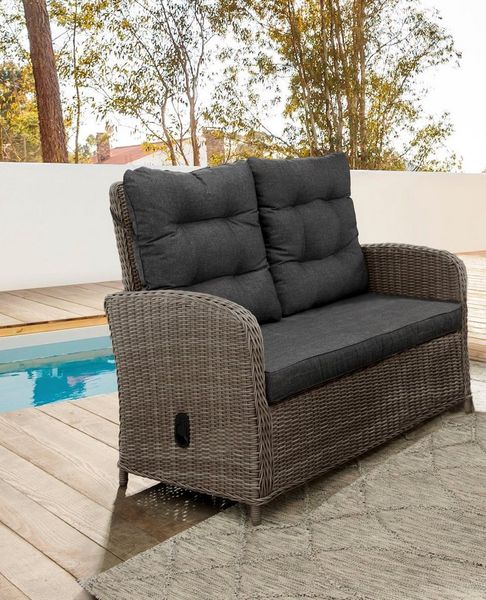 Destiny MERANO II 2er Sofa, vintage grau, Polster anthrazit