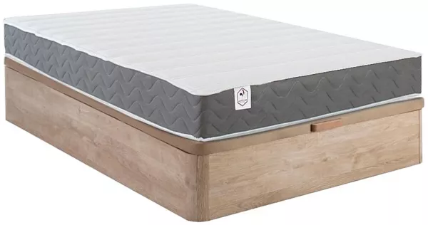 Vente-unique - HEAVEN Mattress and bed base set StoffHolz, Platte Beige - B 140 cm x H 18 cm30 cm x L 200 cm