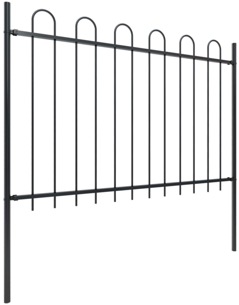 vidaXL Gartenzaun mit Rundbogen Stahl 1070 x 120 cm Schwarz 277670