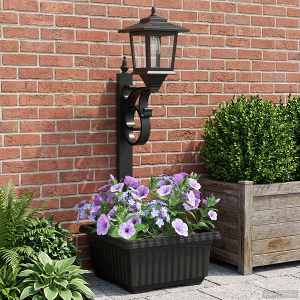 vidaXL Pollerleuchte mit Pflanztrog Schwarz 29 x 28 x 74 cm ABS und PP 42042690