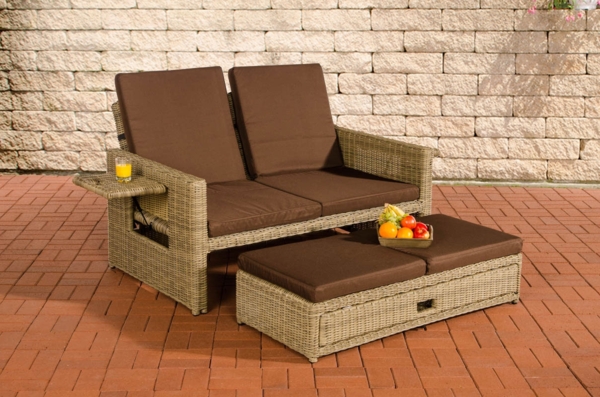 CLP Polyrattan Sofa Ancona 5mm,natura terrabraun