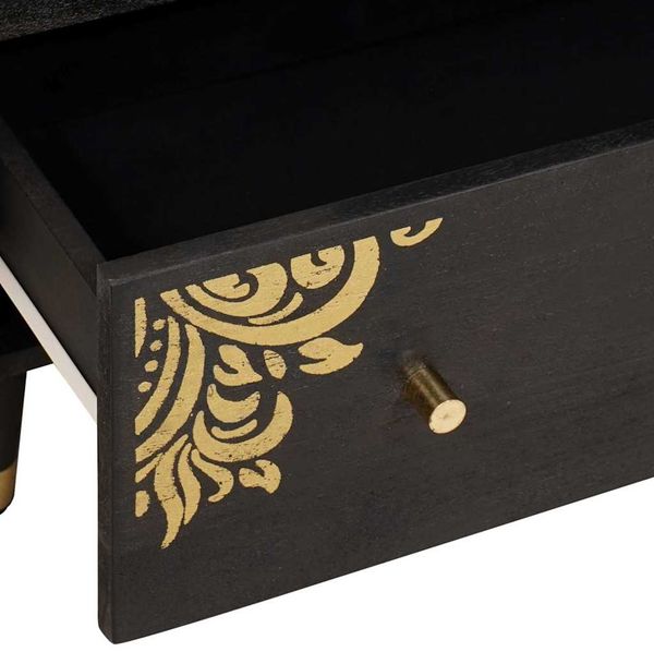 Sideboard, Kommode Schwarz 60 x 33 x 75 cm Massivholz Mango j2576p Bild 6
