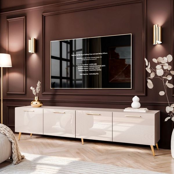 Lookway TV-Schrank AURA 200 cm – Kaschmir Hochglanz, Metallfüße (2x TV-Schrank) Breite: 200 cm