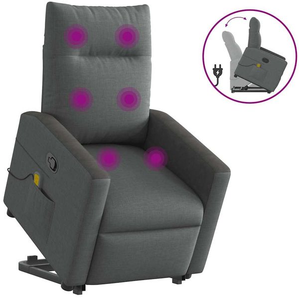 vidaXL Massagesessel mit Aufstehhilfe Dunkelgrau Stoff 3324060