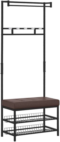 Garderobenständer mit Bank Kleiderständer Schuhregal Metall 2 Schuhablagen Sitzfläche 72,5 x 35 x 180 cm für Flur & Eingangsbereich