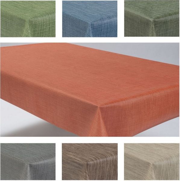 laro Tischdecke Wachstuchtischdecke Uni Leinen PVC Eckig