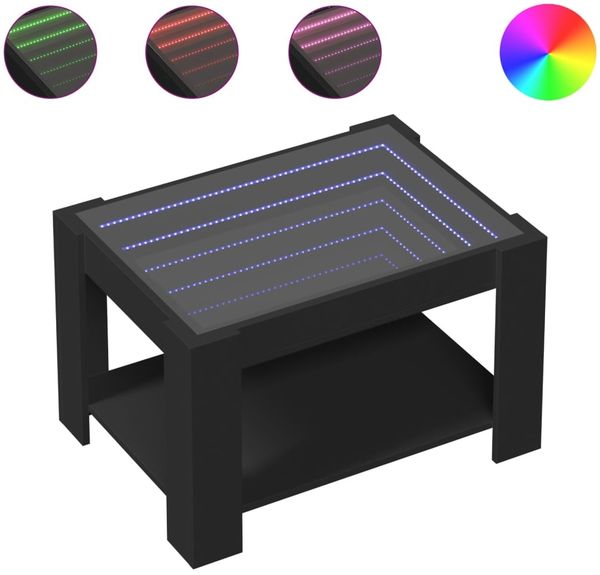 LED-Couchtisch, Sofatisch Schwarz 73x53x45 cm Holzwerkstoff