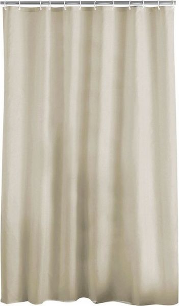 Sanixa Duschvorhang Textil Badewannenvorhang Vorhang Dusche beige waschbar inkl. Ringe Breite 200 cm (inkl. Vorhangringe), hochwertige Qualität mit Ringen