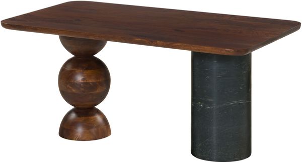 Couchtisch Mango 100x60x45 dunkelbraun lackiert / Marmor schwarz FLORENZ #205
