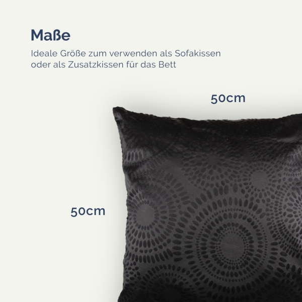 Kissenhülle 50x50 mit verd. Reißverschluss, ( Schwarz ) Kissenbezug Punkte, Dekorative Kissenbezüge, weicher Bezug für Kissen Bild 2