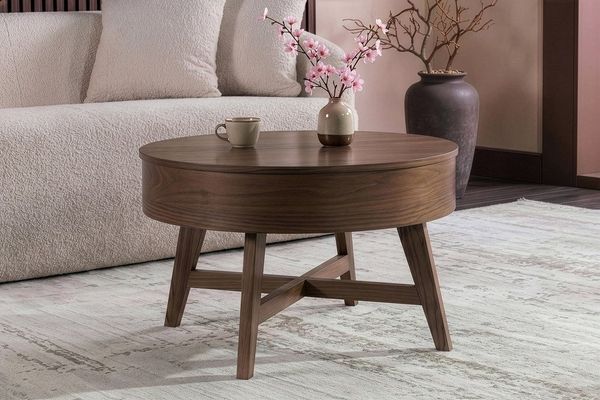 riess-ambiente Couchtisch KYOTO 70cm braun - Mangoholz, Massiv, Walnuss-Design, mit Stauraum (Einzelartikel, 1-St), Runder Beistelltisch - ideal für Wohn- und Schlafzimmer oder Lofts