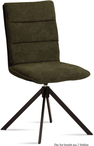 Esszimmerstuhl drehbar (2er-Set) Dekava 47x92x60 Schwarz/Khaki