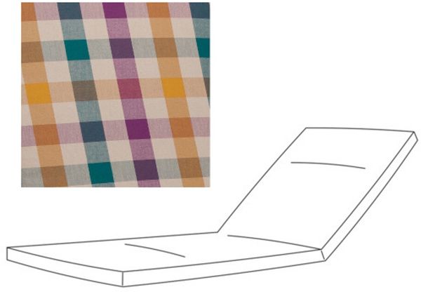 elGiga | Kettler Dessin 807 Polsterauflage - bunt kariert - Liegenauflage 200 x 65 x 4 cm