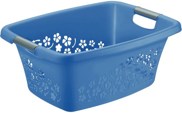 Rotho Wäschekorb Flowers 25 l horizon blue Wäschesammler Wäschebox Tragegriffe
