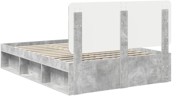vidaXL Bettrahmen mit Kopfteil Beton 140 x 200 cm Massives Kiefernholz 3412482 Bild 9