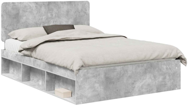 vidaXL Bettrahmen mit Kopfteil Beton 140 x 200 cm Massives Kiefernholz 3412482
