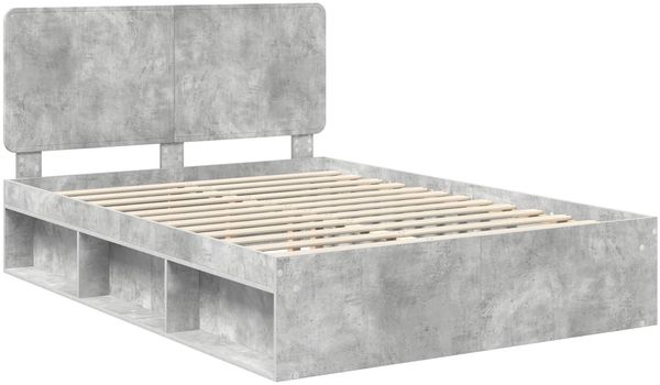 vidaXL Bettrahmen mit Kopfteil Beton 140 x 200 cm Massives Kiefernholz 3412482 Bild 4