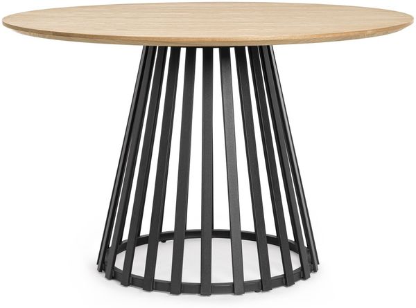 Esstisch Nalli aus Holz, modernes Design, rund Ø 120 cm, Gestell Schwarz, für 4–6 Personen