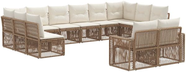 vidaXL Gartensofa-set 12 pcs Beige und Cremeweiß Poly-Rattan 3435270