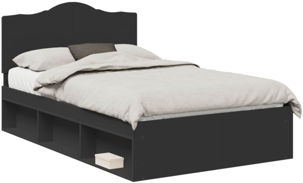 vidaXL Bettrahmen Schwarz 120 x 190 cm Massives Kiefernholz 3413336