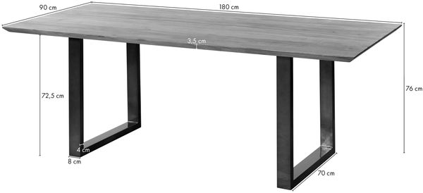 Esstisch Akazie 180x90x76 natur lackiert / Epoxid schwarz, U-Beine anthrazit matt EPOXY Bild 8