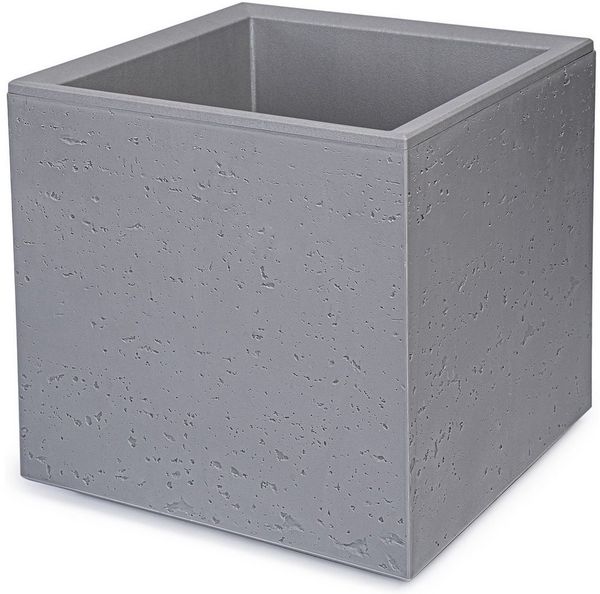 KONZEPT Pflanzkübel Großer auf Rollen - 30x30x30cm, für außen, quadratisch, in Beton-Optik, mobil – ideal für Garten, Terrasse und Balkon, recyceltem Material