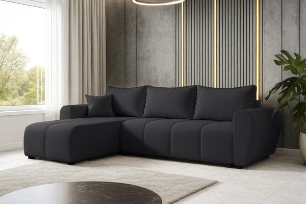 AX LIVING Eckcouch mit Schlaffunktion Malatya L Mini Schlafsofa Schwarz L