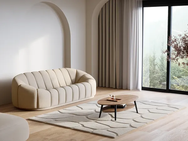 Vente-unique - ARENSO Teppich Stoff Beige - B 120 cm x H x L 160 cm